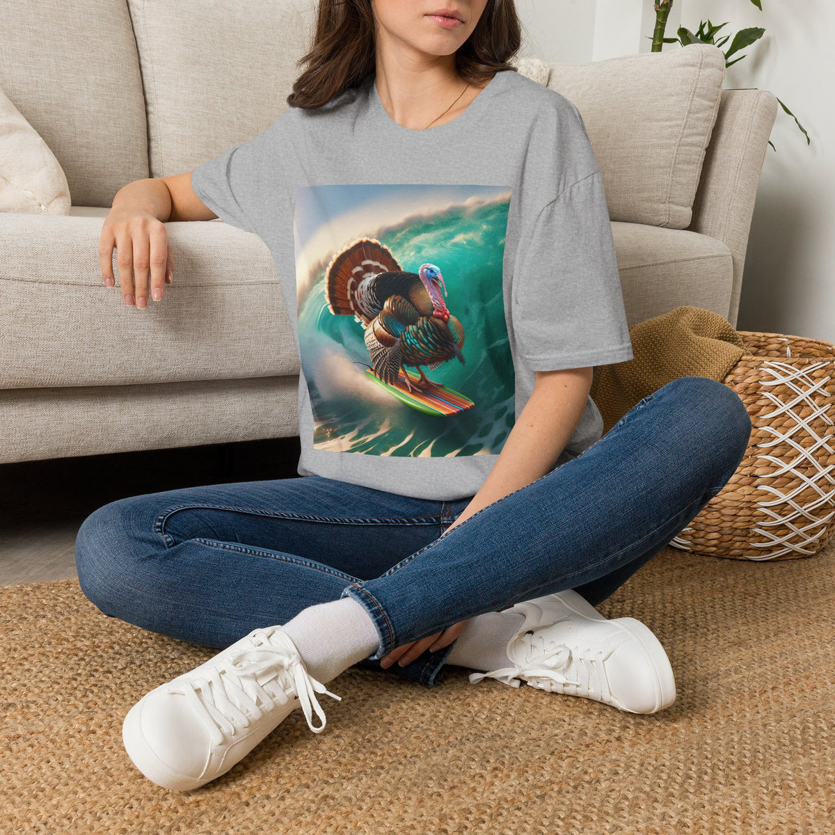 Majestic Surfing Turkey T-Shirt – Thanksgiving Wildlife Graphic Tee