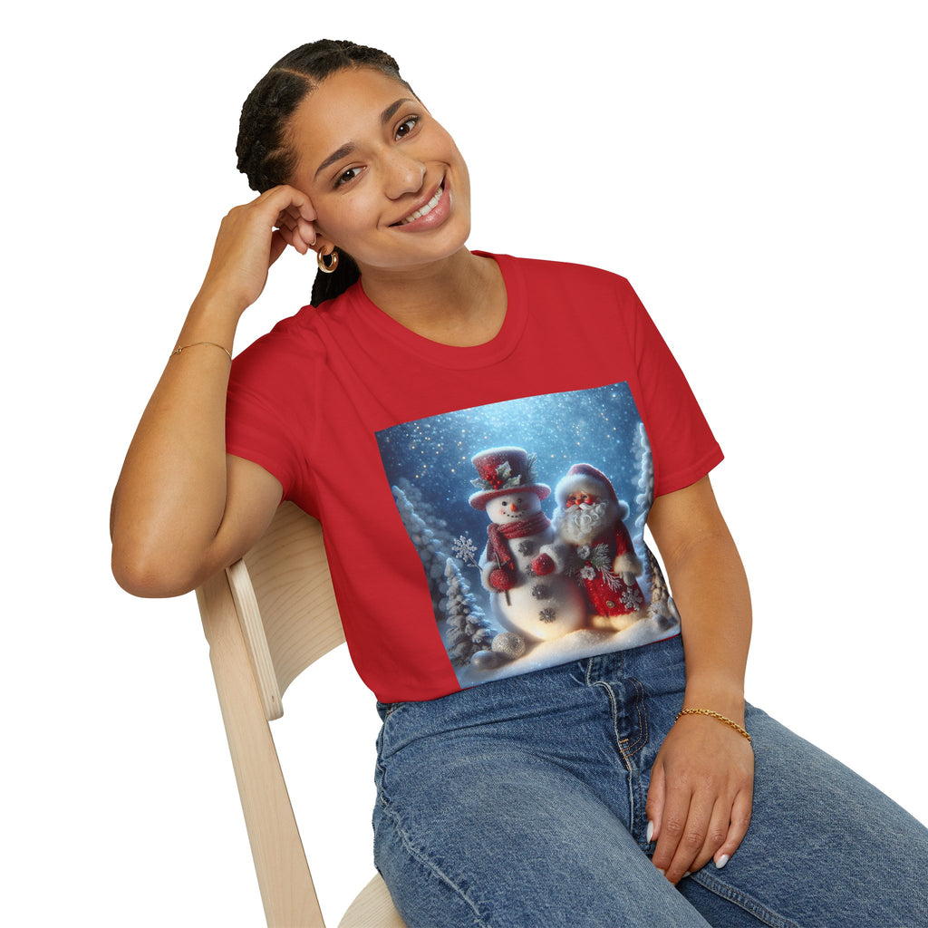 Christmas Santa & Snowman T-Shirt — Holiday Winter Scene Tee