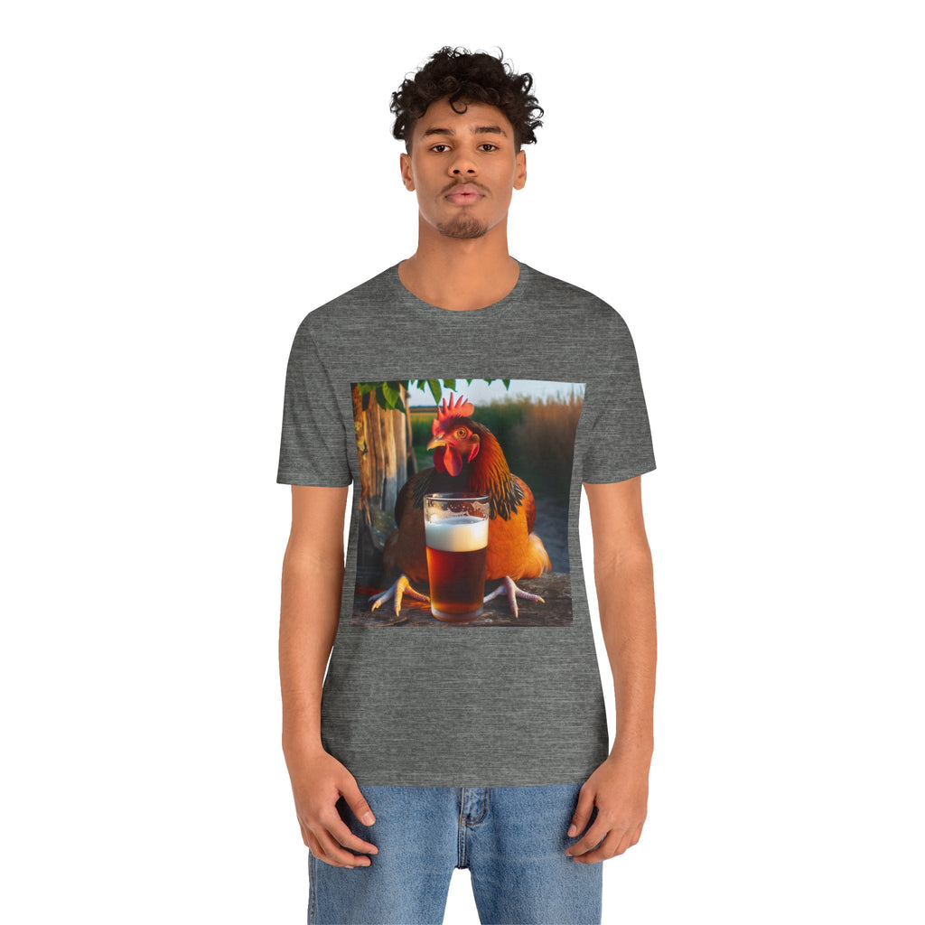 Funny Rooster with Beer Graphic Unisex T-Shirt