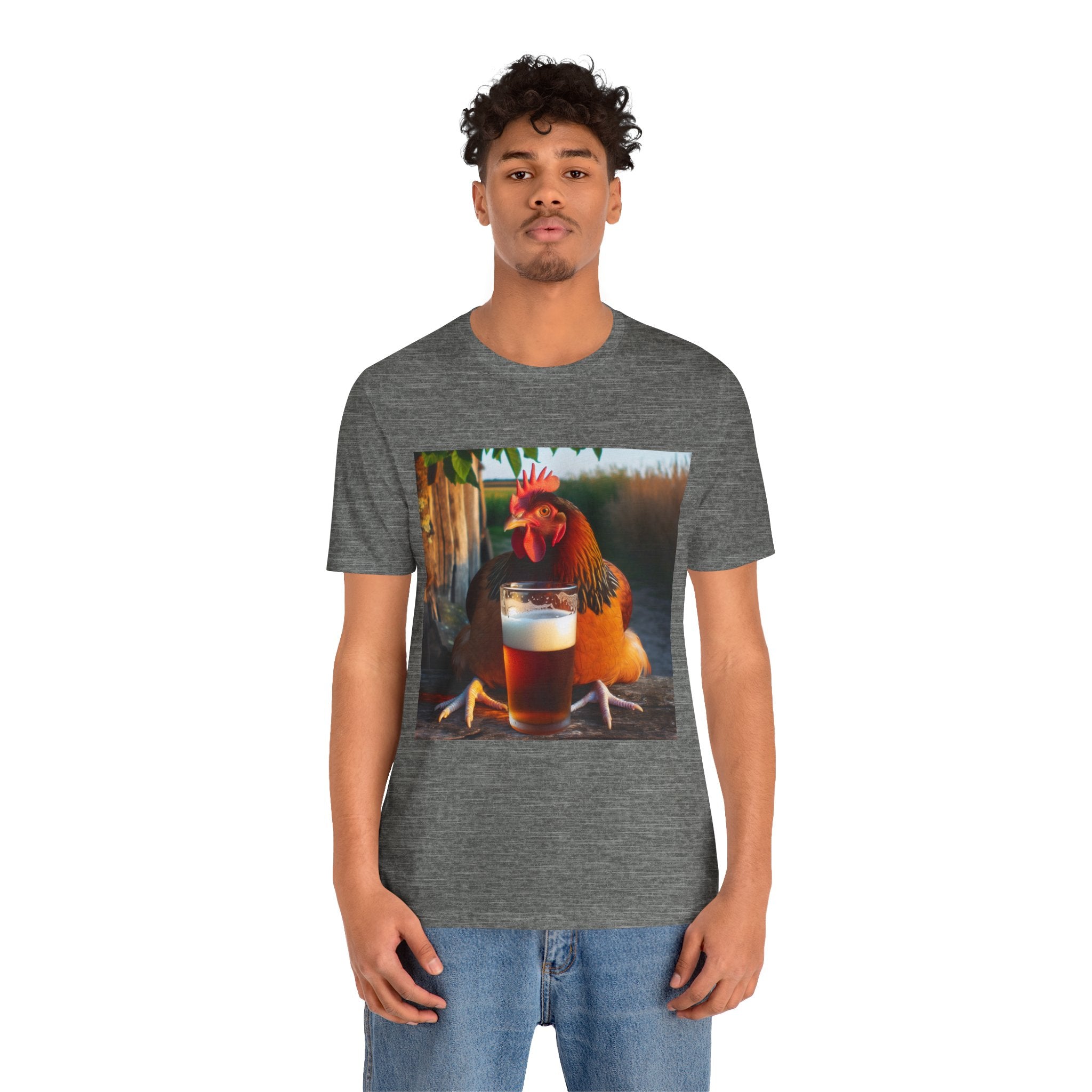Funny Rooster with Beer Graphic Unisex T-Shirt