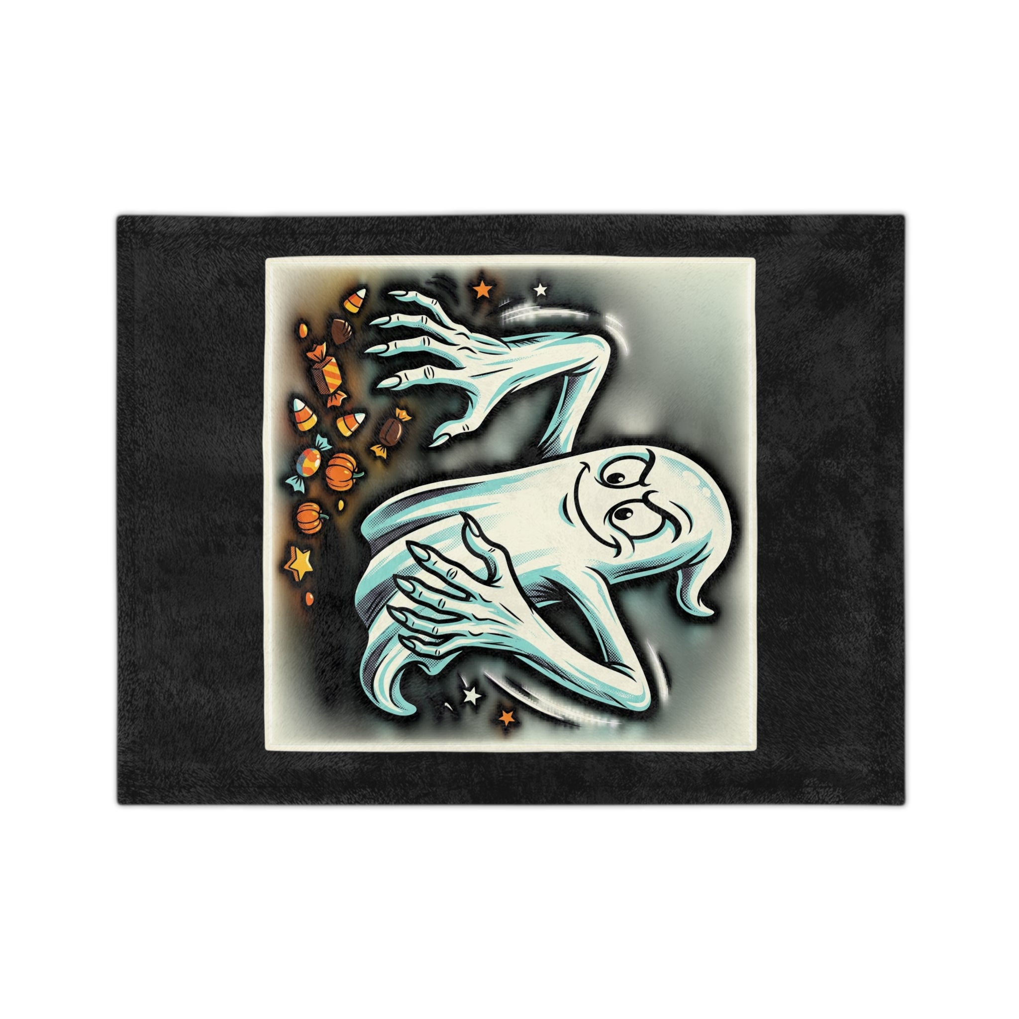 Candy Grabber Ghost Halloween Velveteen Microfiber Blanket