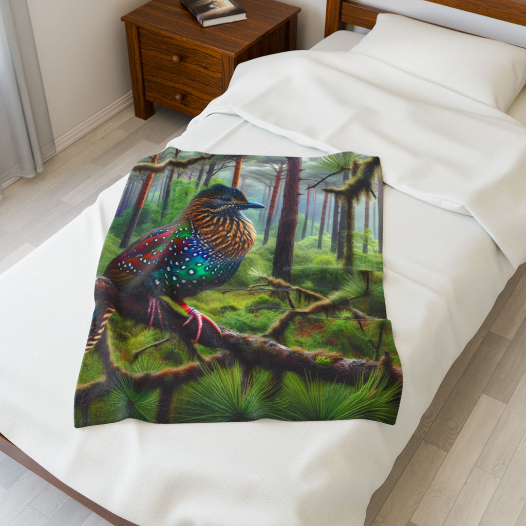 Velveteen Plush Blanket - Colorful Bird
