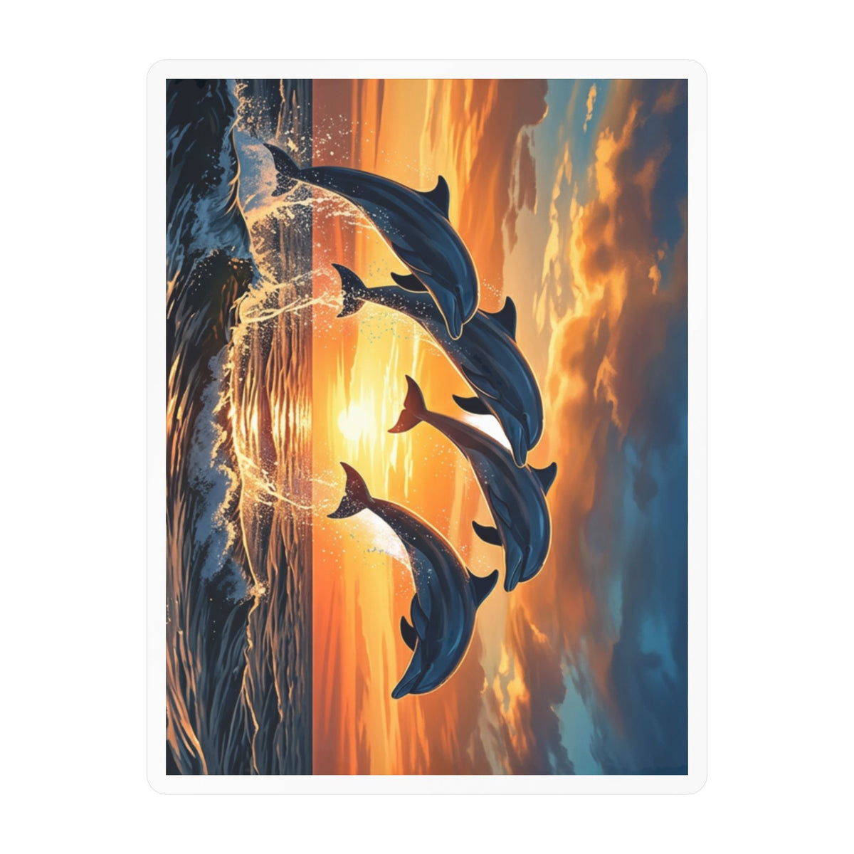 Dolphin Sunset Kiss-Cut Vinyl Decal