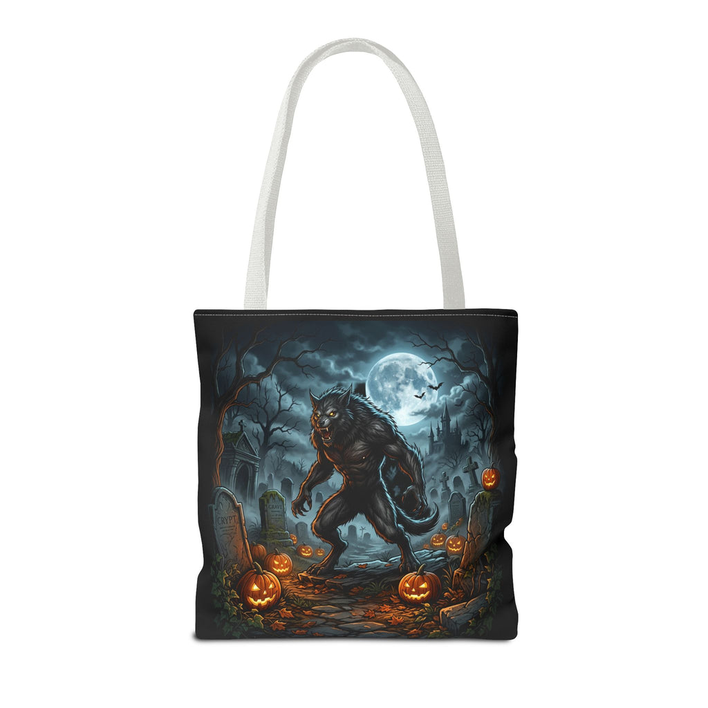 Halloween Werewolf Tote Bag – Spooky Graveyard Pumpkin Night Market Tote