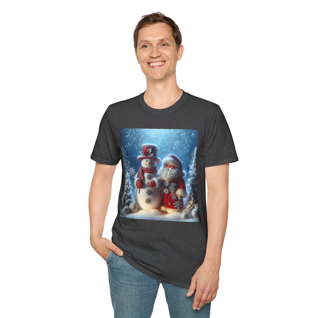 Christmas Santa & Snowman T-Shirt — Holiday Winter Scene Tee