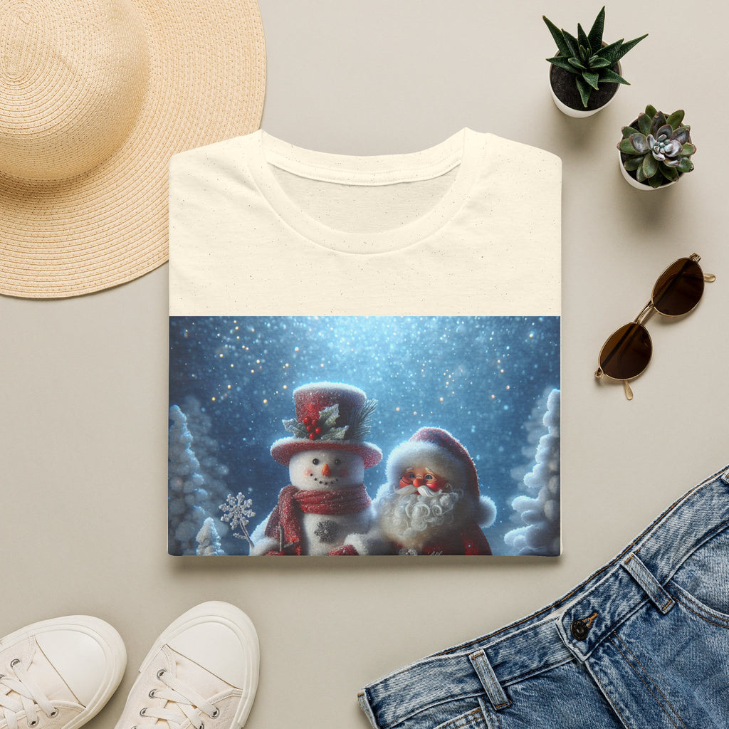 Christmas Santa & Snowman T-Shirt — Holiday Winter Scene Tee