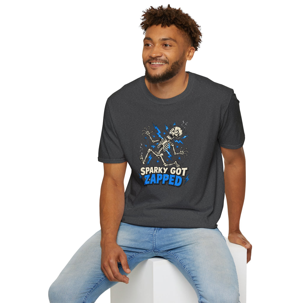 Sparky Got Zapped Skeleton Graphic T-Shirt