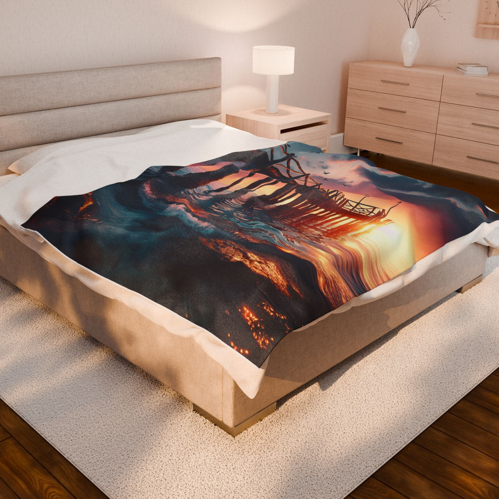 Velveteen Plush Blanket - Beach Pier