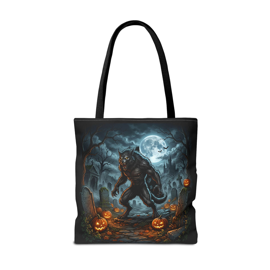 Halloween Werewolf Tote Bag – Spooky Graveyard Pumpkin Night Market Tote