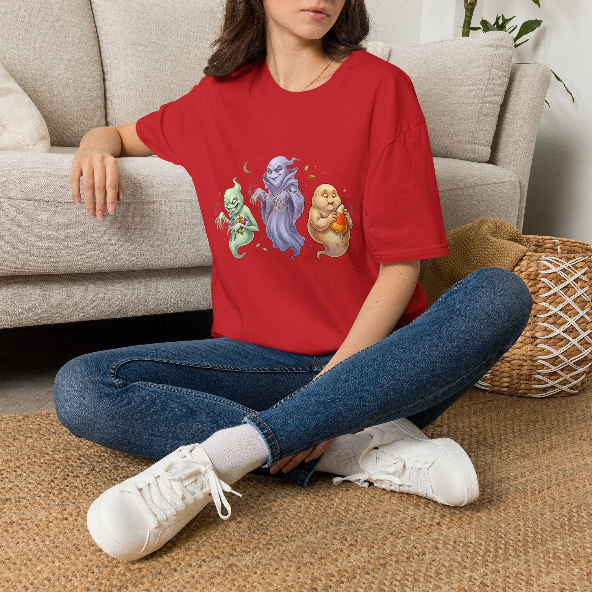 Three Quirky Ghosts Halloween Unisex Softstyle T-Shirt