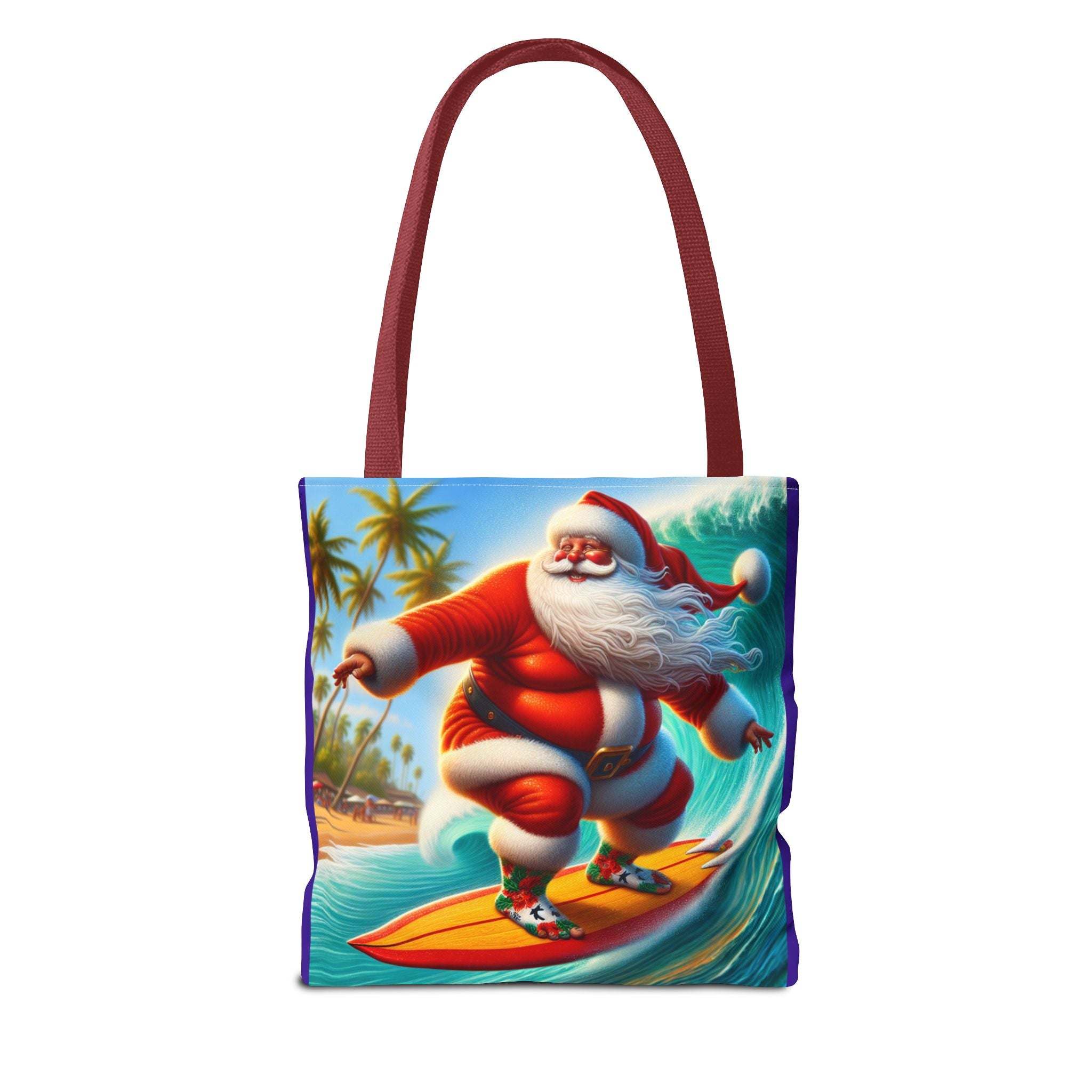 Surfing Santa Tote Bag — Tropical Christmas Beach Holiday Tote