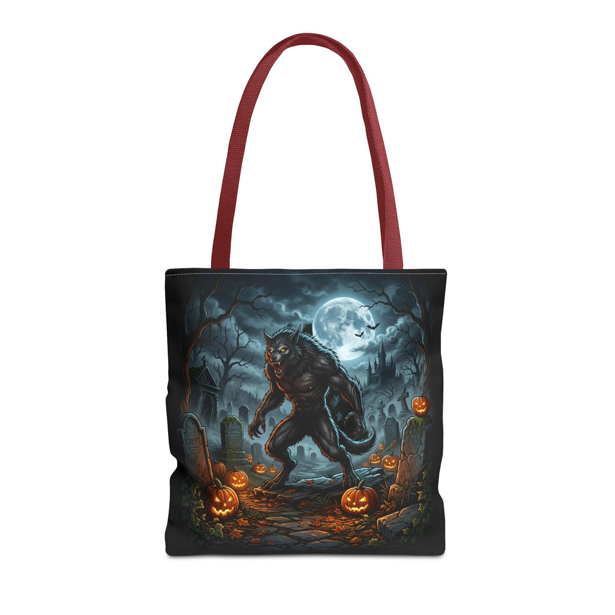 Halloween Werewolf Tote Bag – Spooky Graveyard Pumpkin Night Market Tote