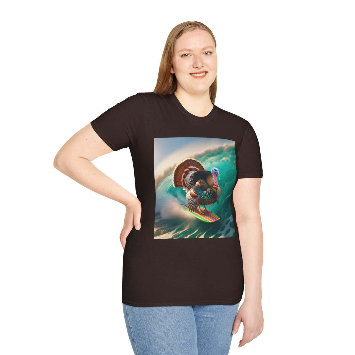 Majestic Surfing Turkey T-Shirt – Thanksgiving Wildlife Graphic Tee