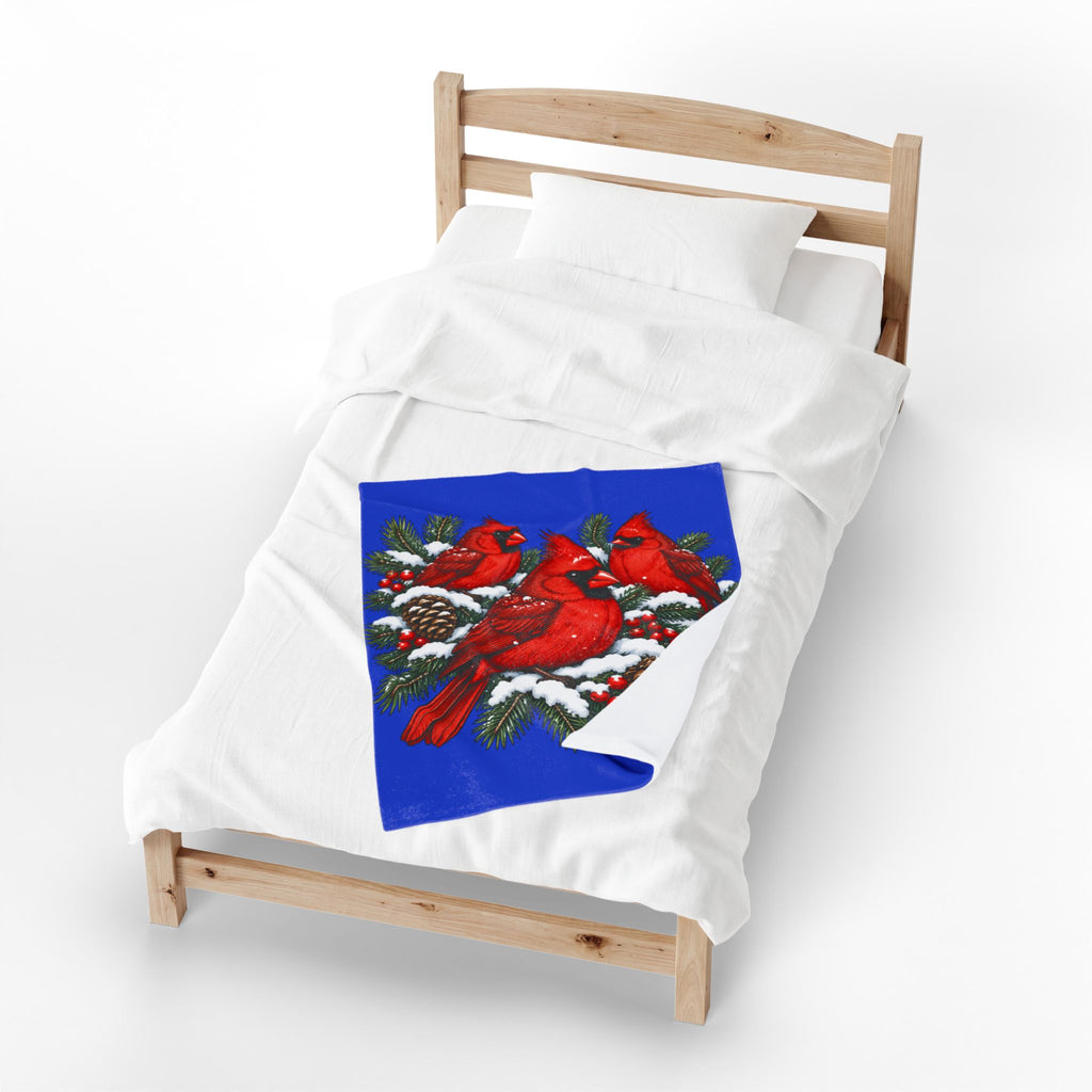 Cardinal Christmas Velveteen Plush Blanket