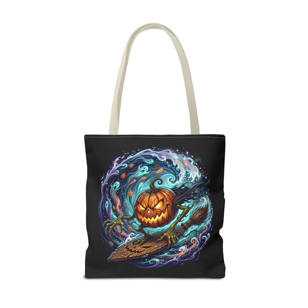 Halloween Surfing Pumpkin Tote Bag — Spooky Jack-o'-Lantern Beach Wave Tote