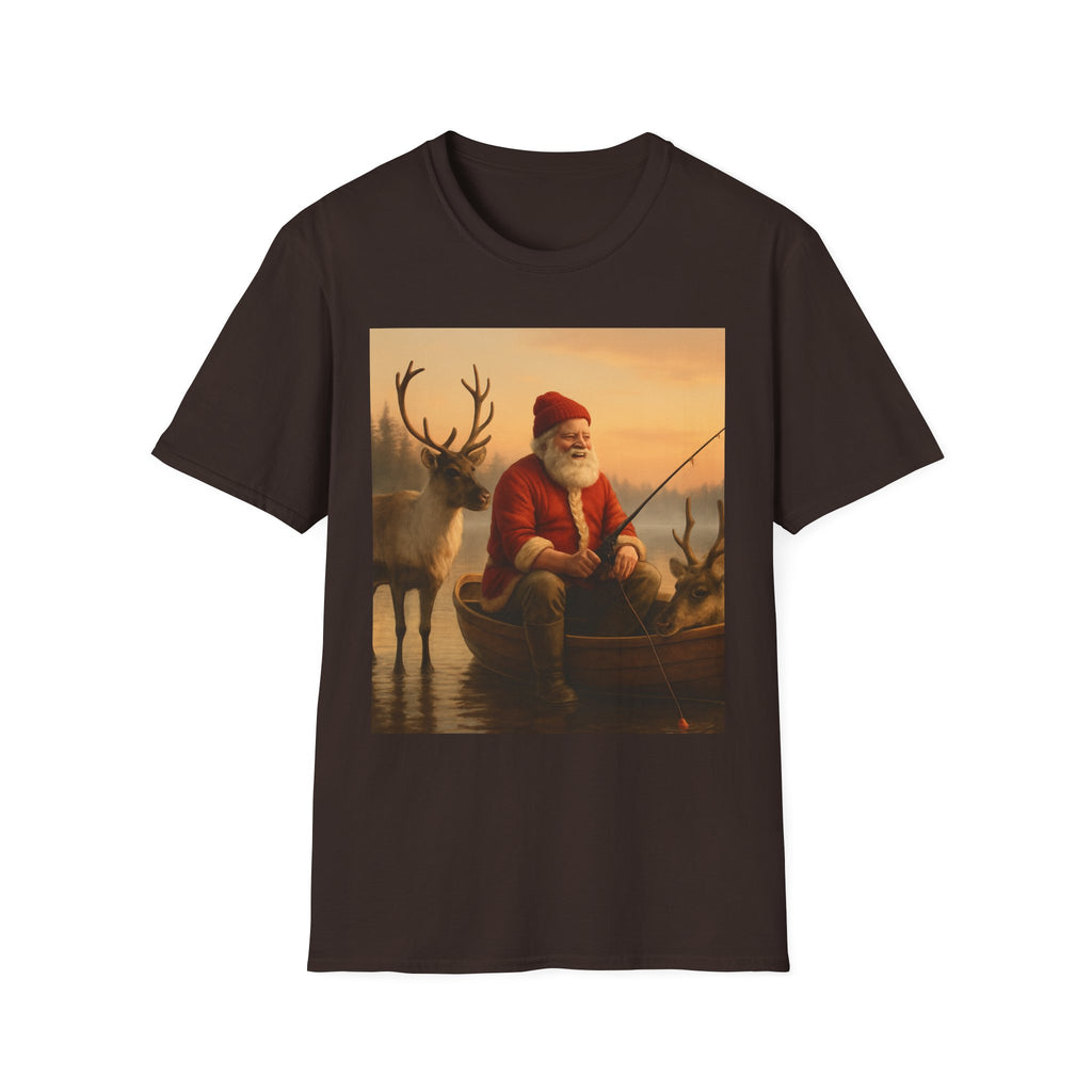 Santa Fishing with Reindeer T-Shirt
