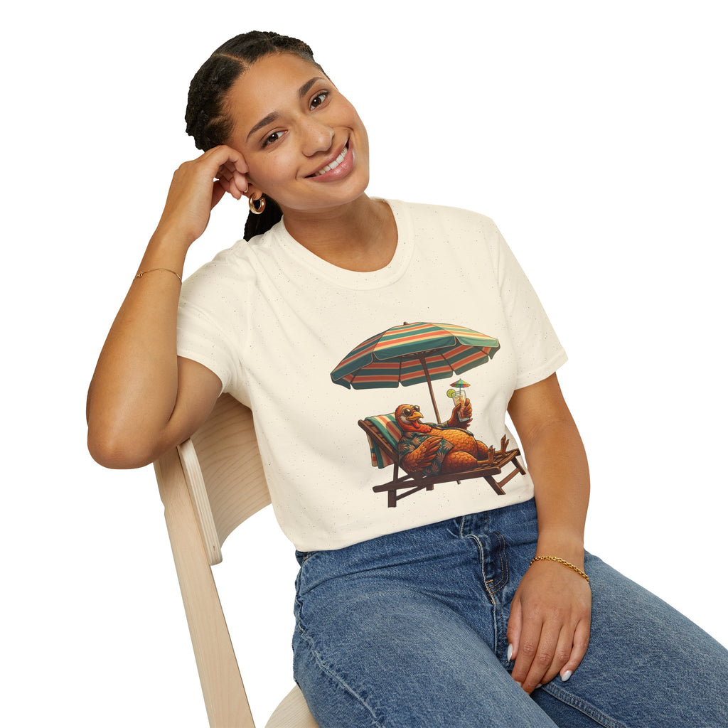 Beach Dog T‑Shirt — Relaxing Dachshund Under Umbrella Graphic Tee