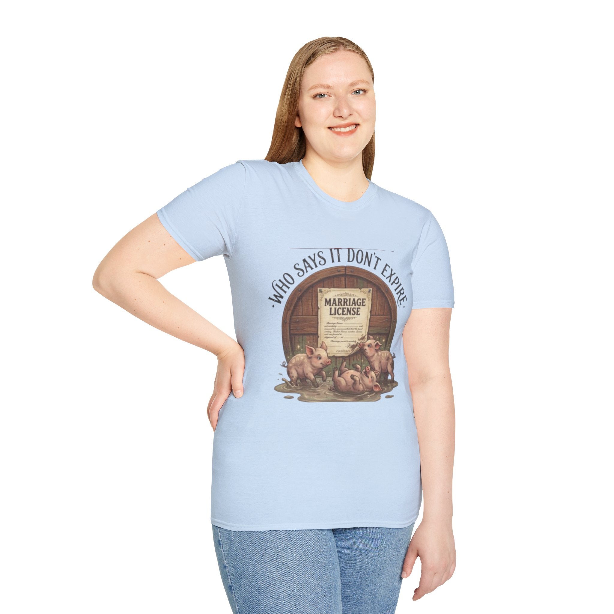 T-Shirt — "Who Says It Don't Expire" Vintage Marriage License Design