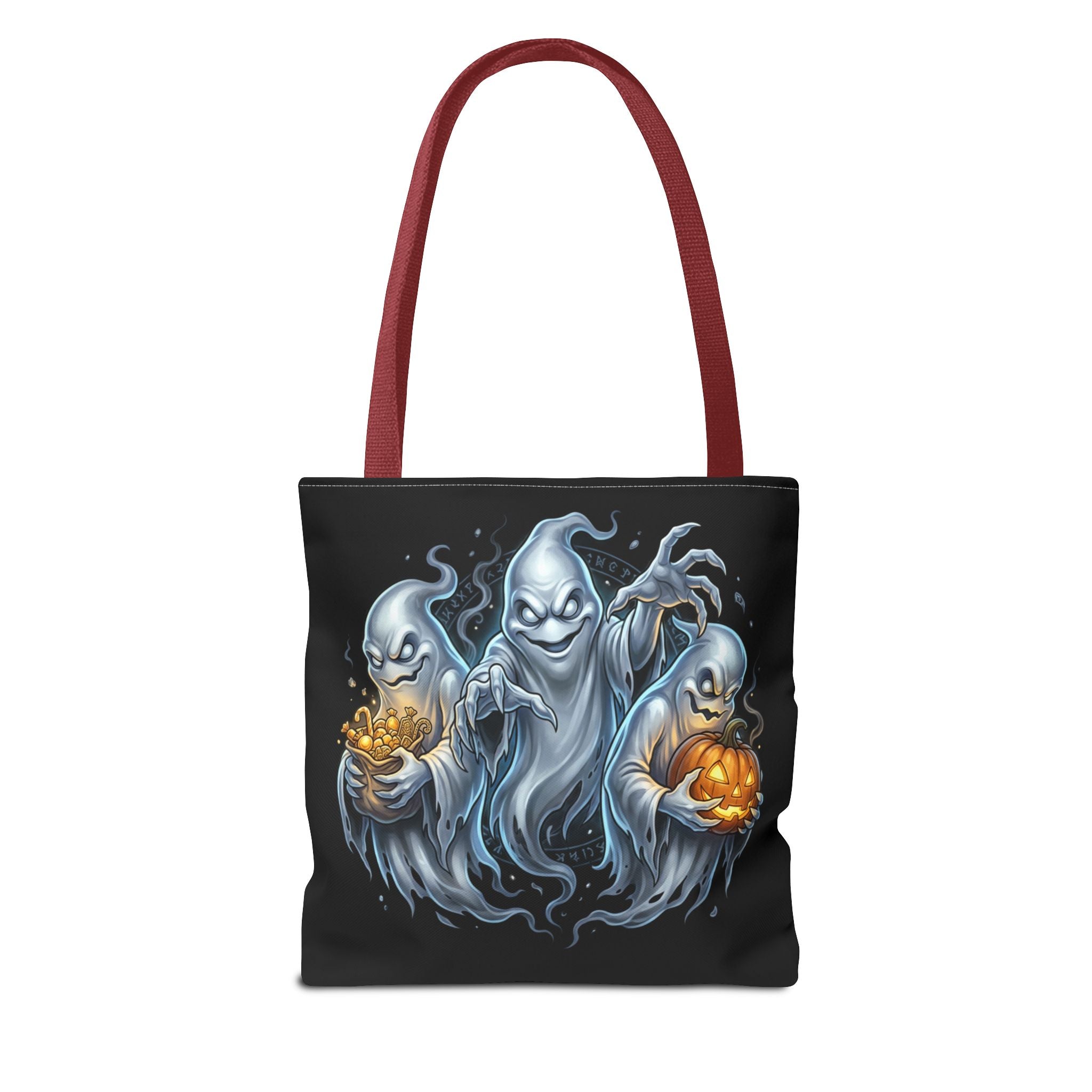 Halloween Ghost Trio Tote Bag — Spooky Pumpkin Trick-or-Treat AOP Tote