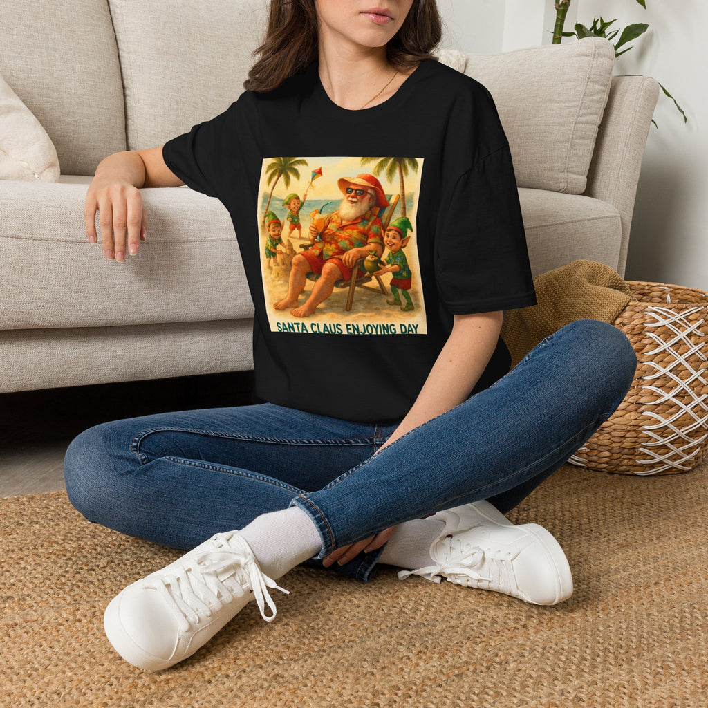 Santa Claus Enjoying Day T-Shirt – Retro Beach Holiday Tee