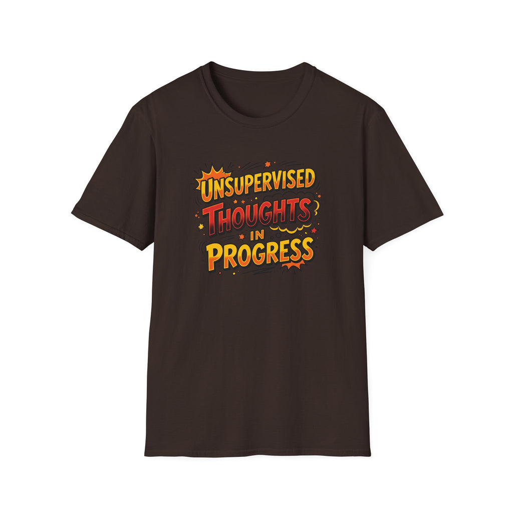 T-Shirt — "Unsupervised Thoughts in Progress" Retro Comic Graphic