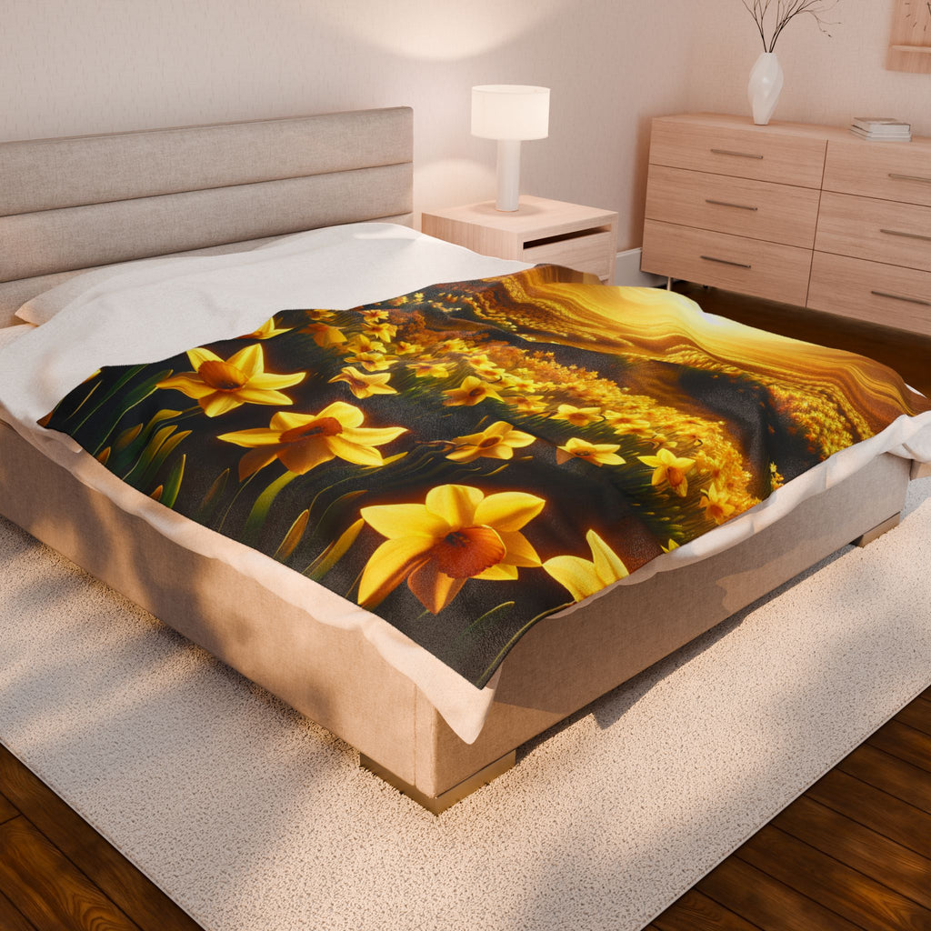 Velveteen Plush Blanket - Daffodils
