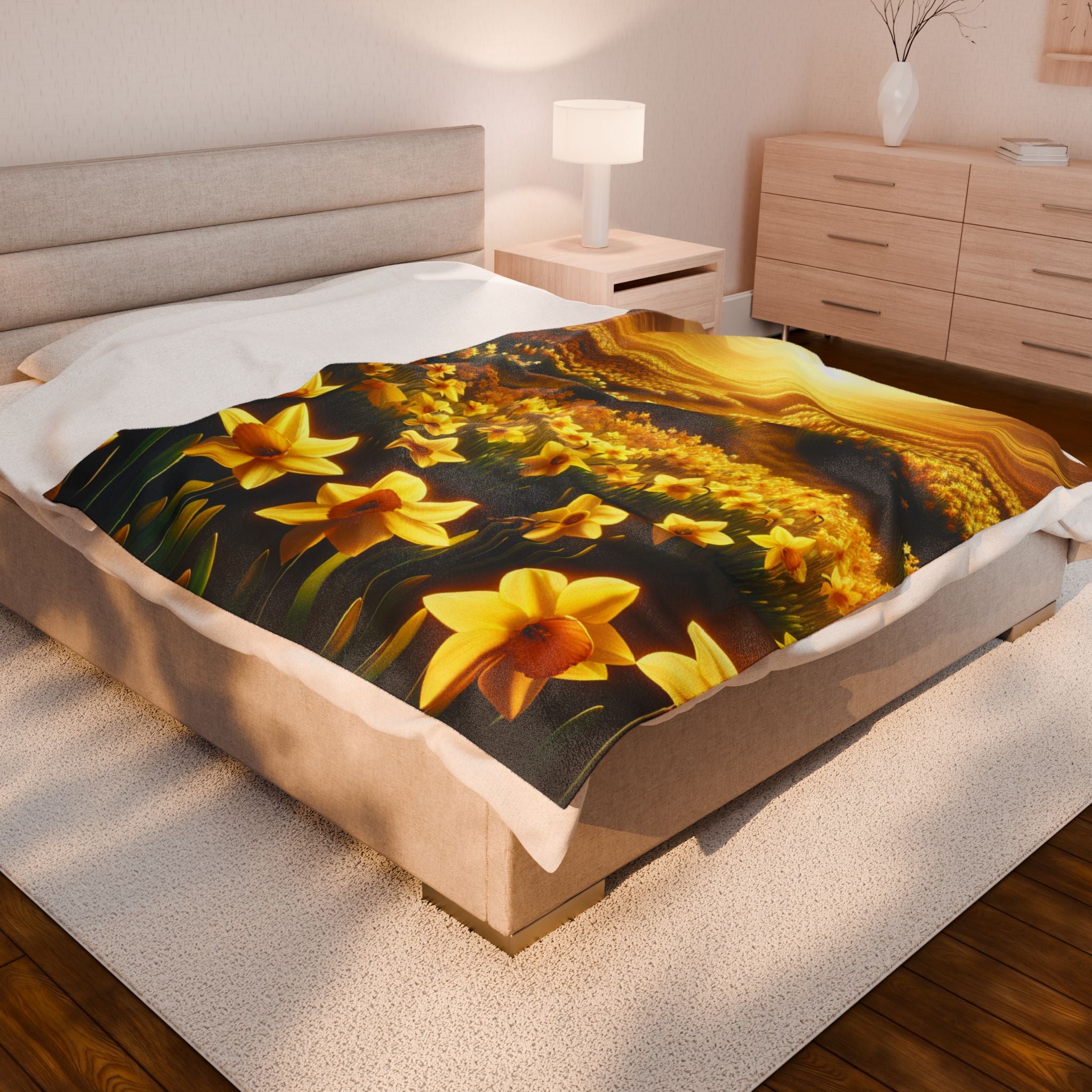 Velveteen Plush Blanket - Daffodils