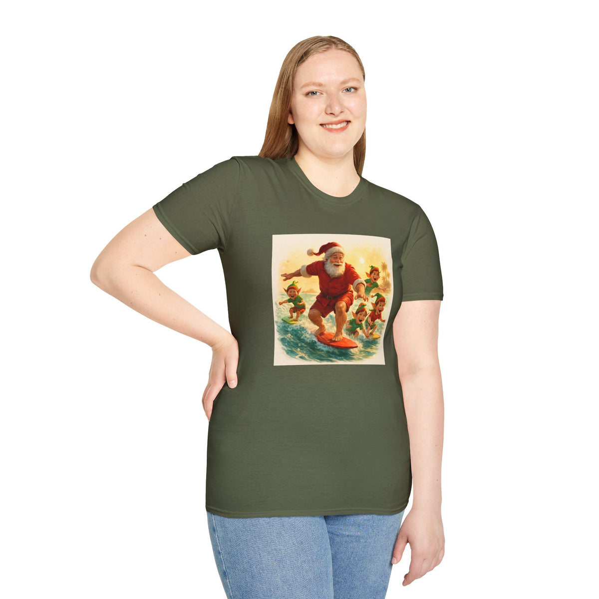 Surfing Santa Vintage Christmas T-Shirt