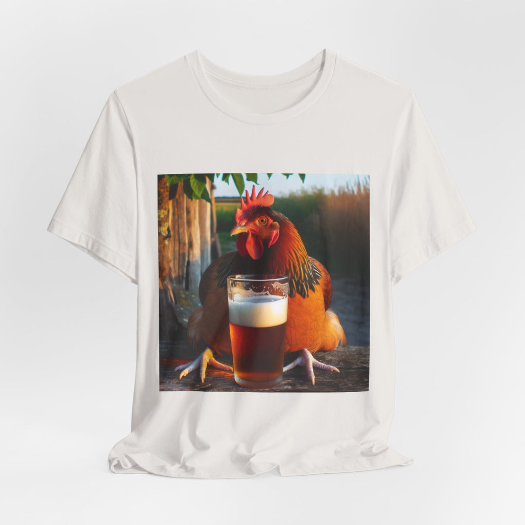 Funny Rooster with Beer Graphic Unisex T-Shirt