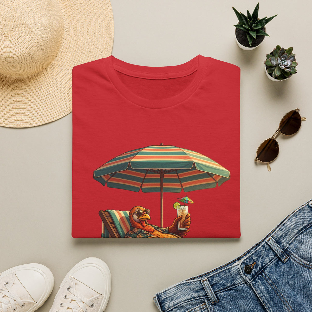 Beach Dog T‑Shirt — Relaxing Dachshund Under Umbrella Graphic Tee