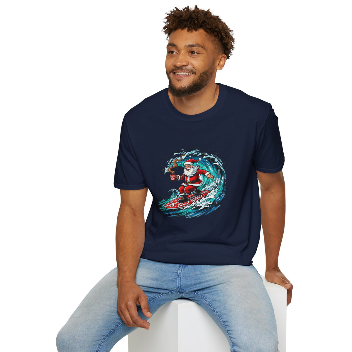 Santa Surfing T-Shirt — Surfing Santa Christmas Tee