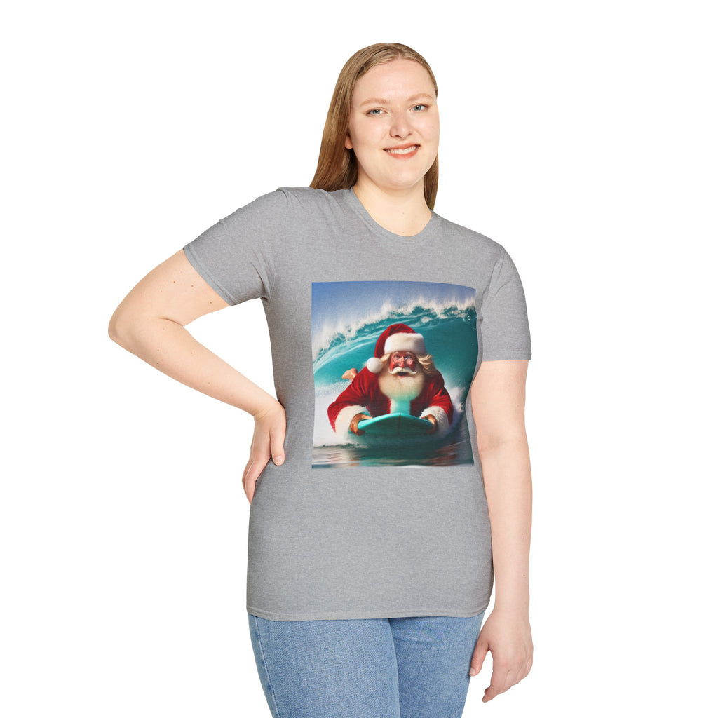 Surfing Santa T-Shirt — Funny Christmas Surf Holiday Tee