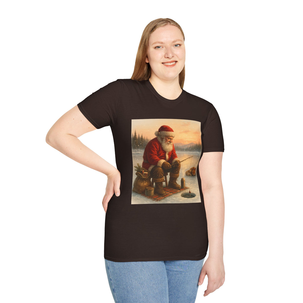 Santa Fishing Christmas T-Shirt