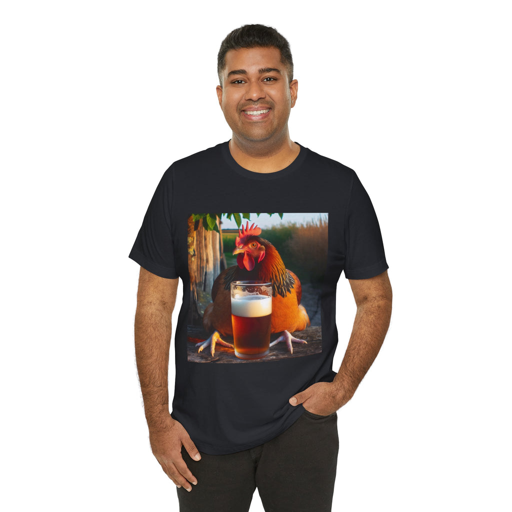 Funny Rooster with Beer Graphic Unisex T-Shirt