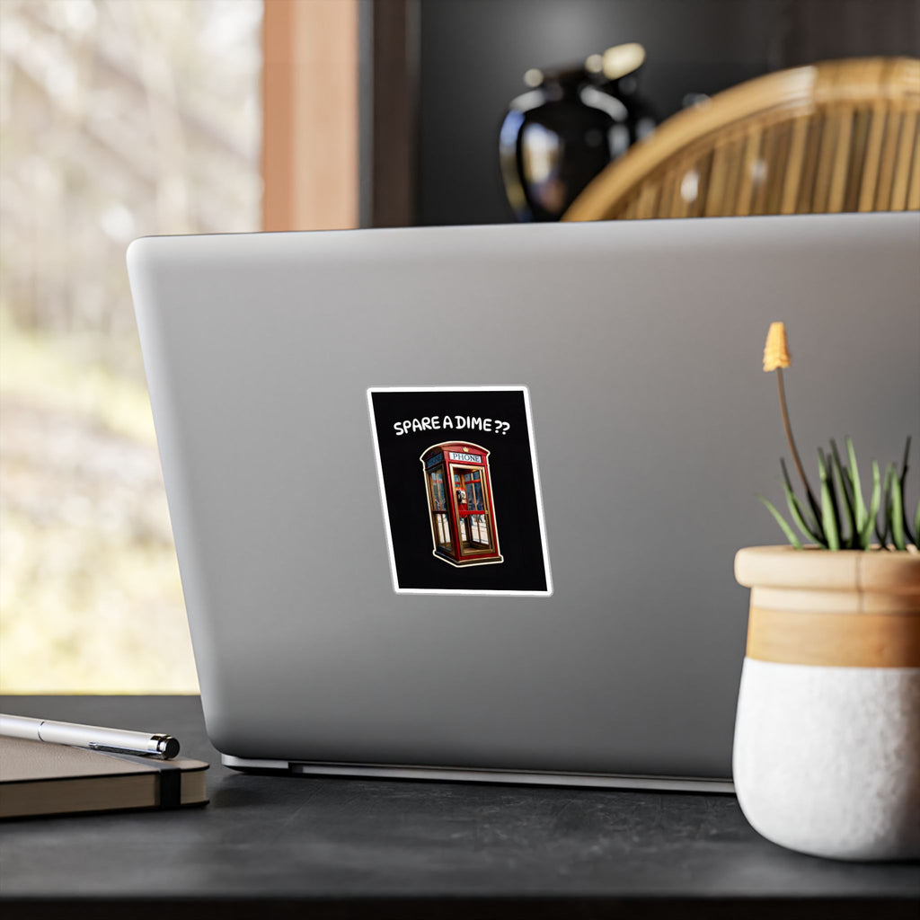 Spare a Dime? Vintage Phone Booth Kiss-Cut Vinyl Sticker