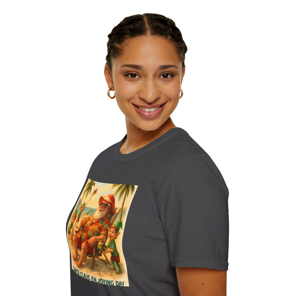 Santa Claus Enjoying Day T-Shirt – Retro Beach Holiday Tee
