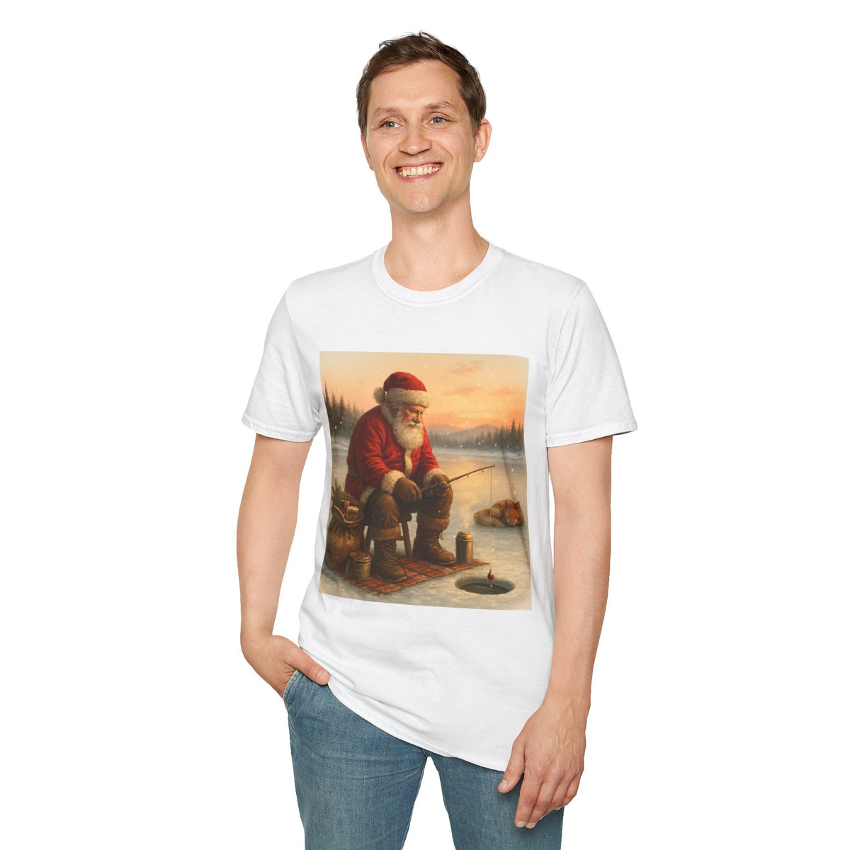 Santa Fishing Christmas T-Shirt