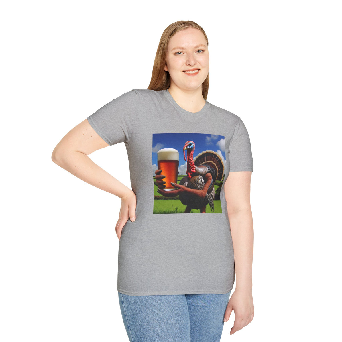 Thankful Turkey Beer T-Shirt — Funny Thanksgiving Turkey Holding Pint Tee