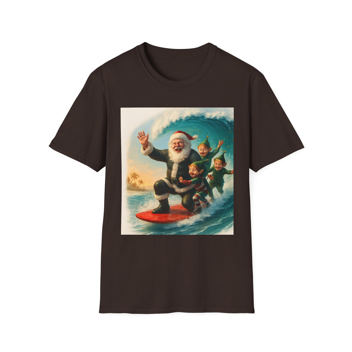 Santa Surfing T-Shirt — Retro Christmas Surfing Santa Tee