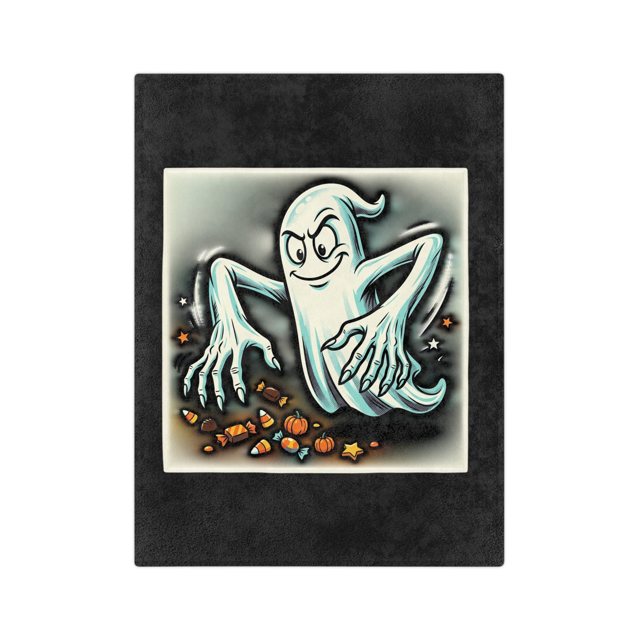 Candy Grabber Ghost Halloween Velveteen Microfiber Blanket