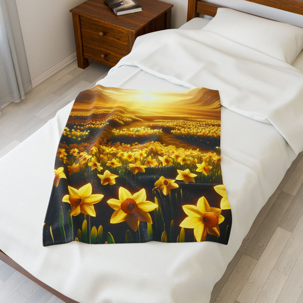 Velveteen Plush Blanket - Daffodils
