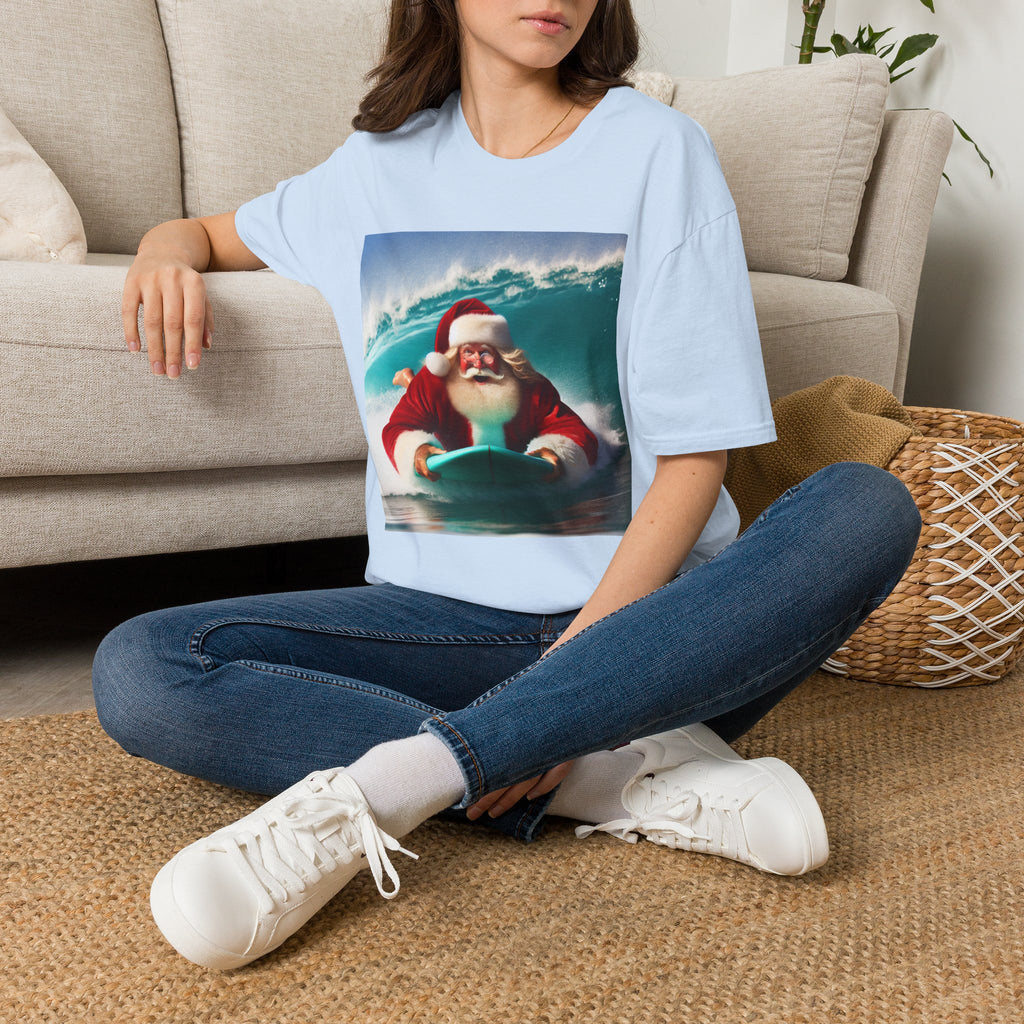 Surfing Santa T-Shirt — Funny Christmas Surf Holiday Tee