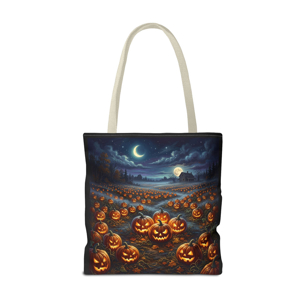 Halloween Pumpkin Patch Tote Bag — Spooky Night Jack-O'-Lantern Canvas Tote
