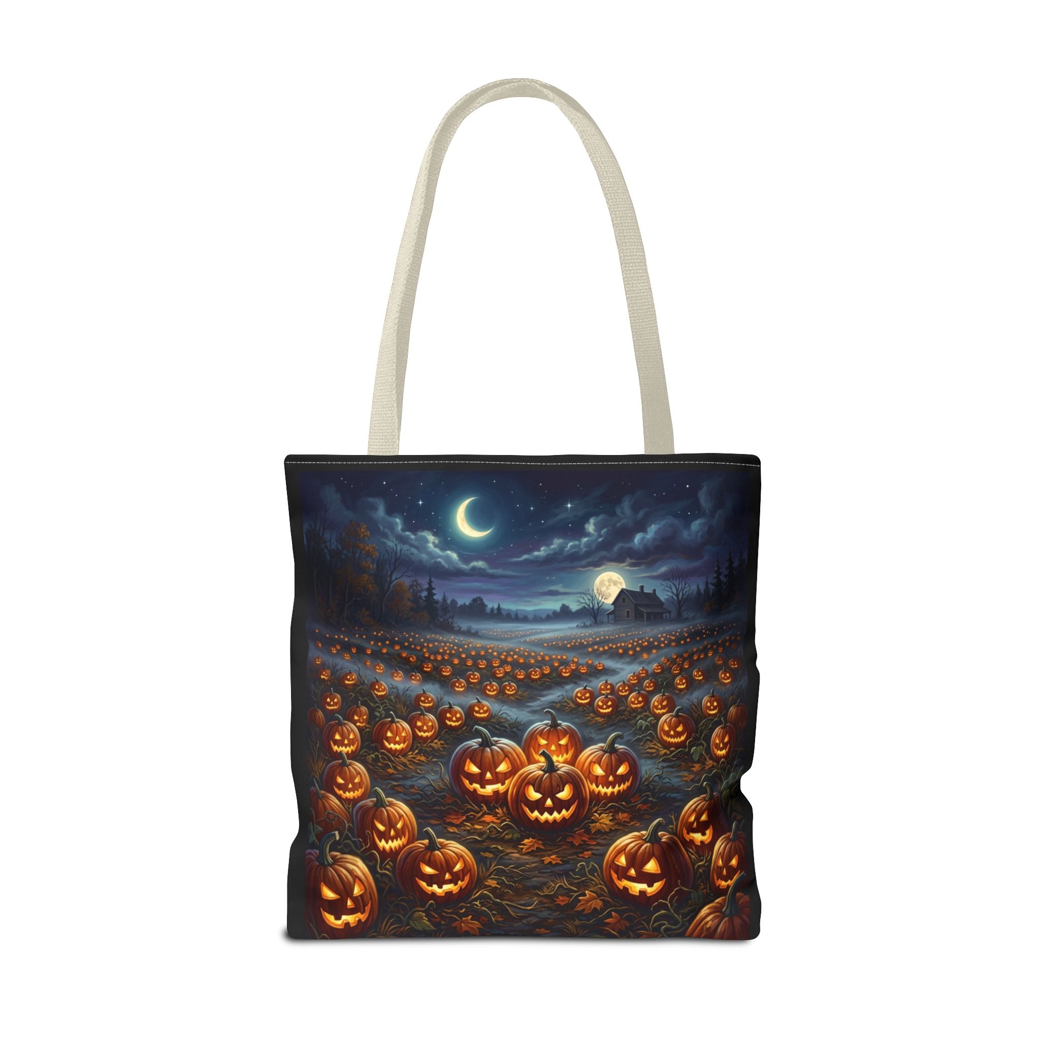 Halloween Pumpkin Patch Tote Bag — Spooky Night Jack-O'-Lantern Canvas Tote