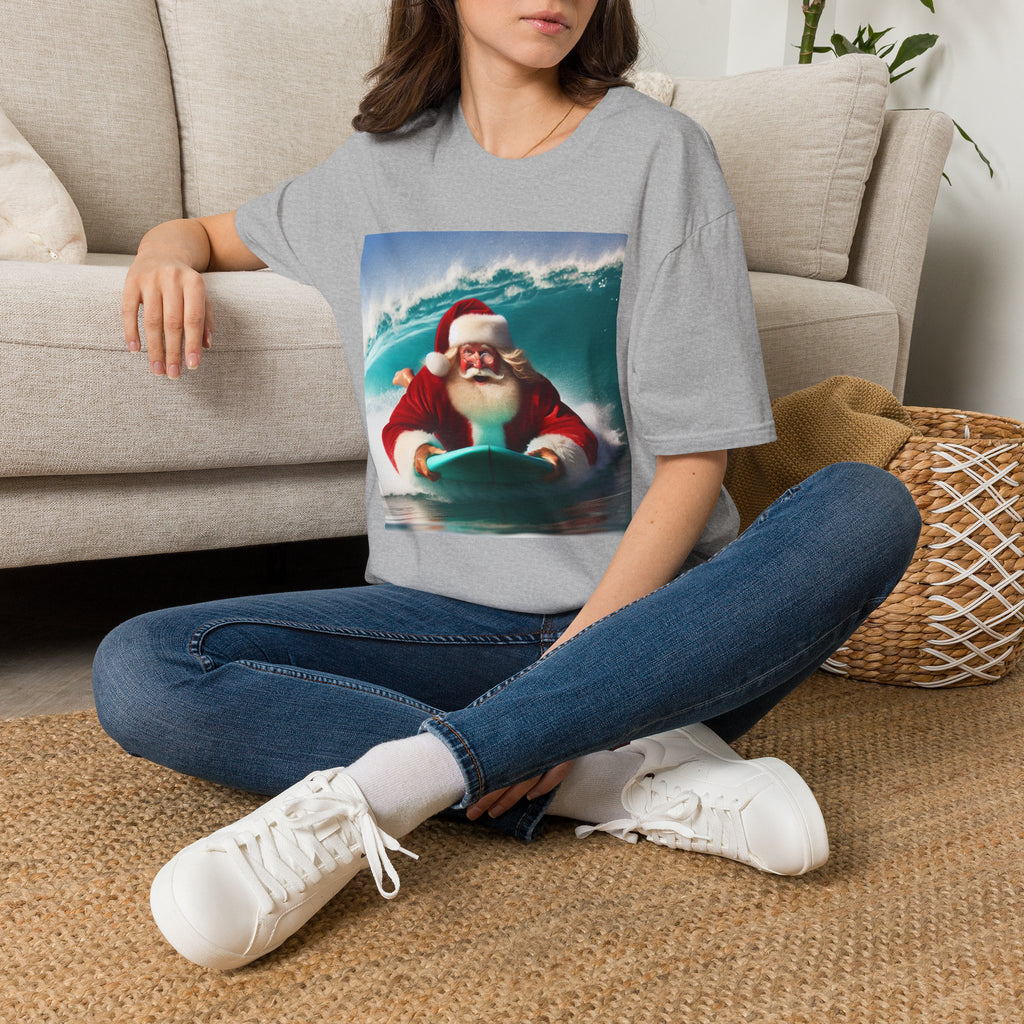 Surfing Santa T-Shirt — Funny Christmas Surf Holiday Tee