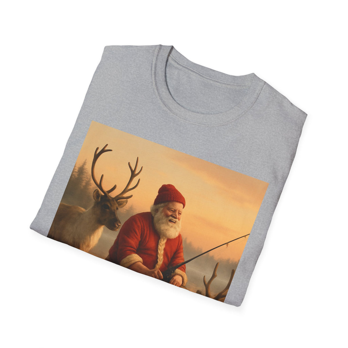Santa Fishing with Reindeer T-Shirt