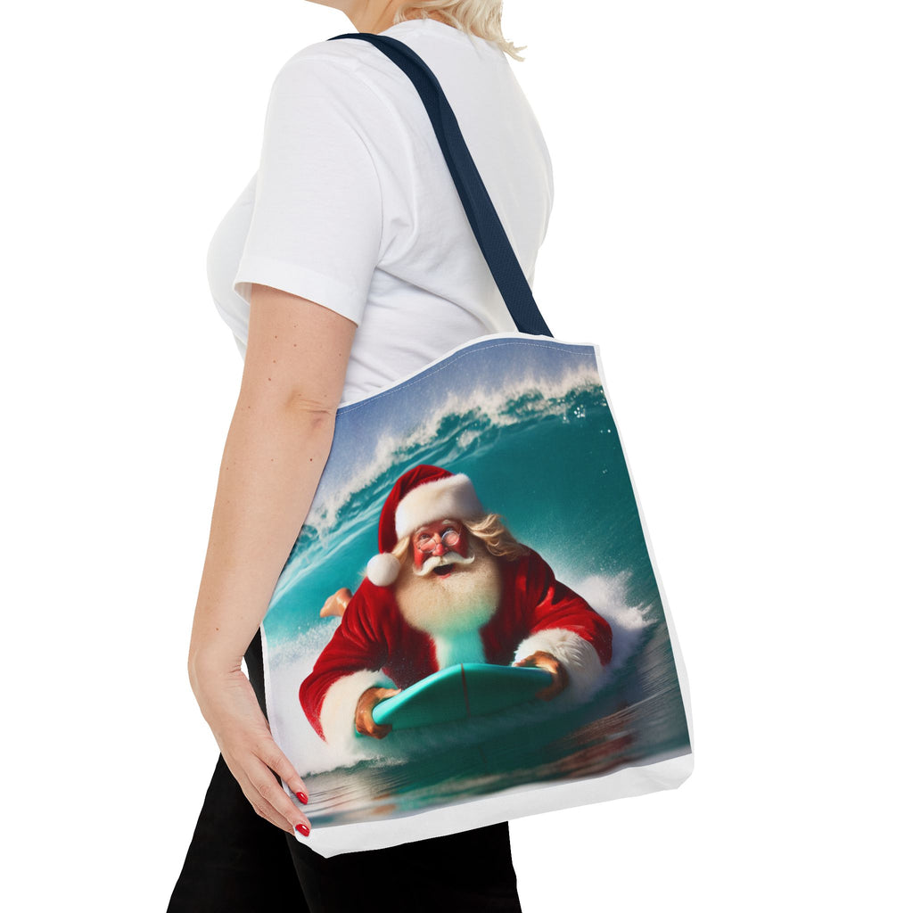 Christmas Surfing Santa Tote Bag – Festive Beach Holiday Shopper