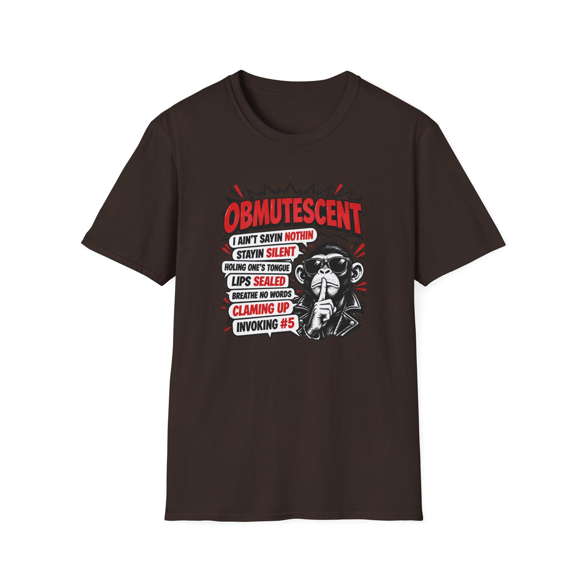 Obmutescent Shushing Monkey Funny T-Shirt