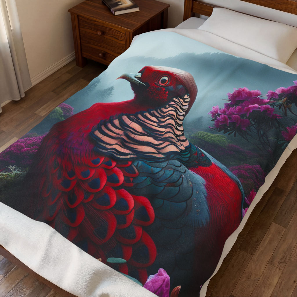 Colorful Bird II Velveteen Plush Blanket