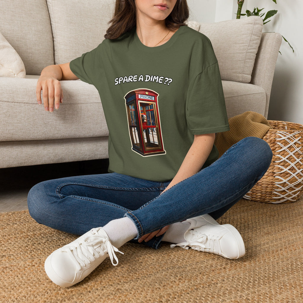 T-Shirt — "Spare a Dime?" Vintage Phone Booth Graphic Tee
